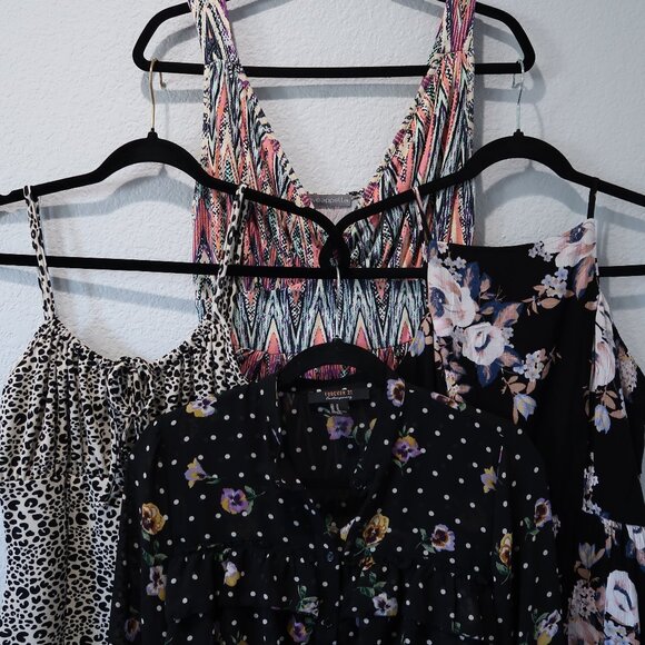 Dress Blouse Womens Bundle Lot M Midi Maxi Button Down Floral Spaghetti Strap - Picture 3 of 11